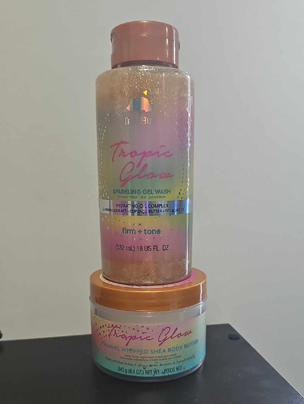 Tropic Glow Sparkling Gel Wash & Firming Whipped Shea Body Butter - Pink/Gold